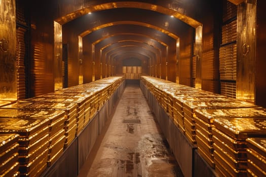 A stack of gold bars rests in the security room