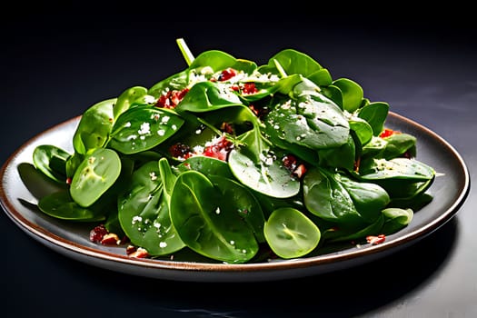 A bowl of leaves with water droplets on it. High quality photo