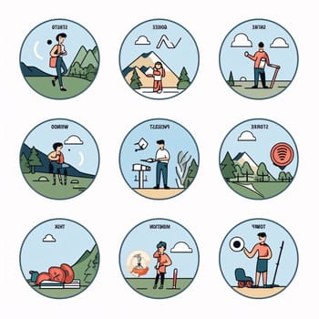 New icons collection: Set of camping and hiking icons. Vector illustration in flat style.