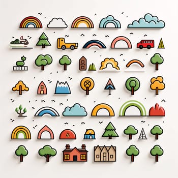 New icons collection: Collection of hand drawn doodle nature icons. Vector illustration.