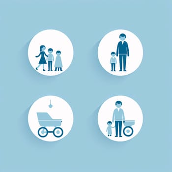 New icons collection: Family icon. Father, mother, child and baby. Vector illustration