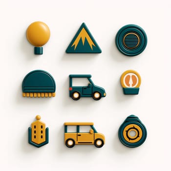 New icons collection: Set of camping icons isolated on white background. 3d illustration.