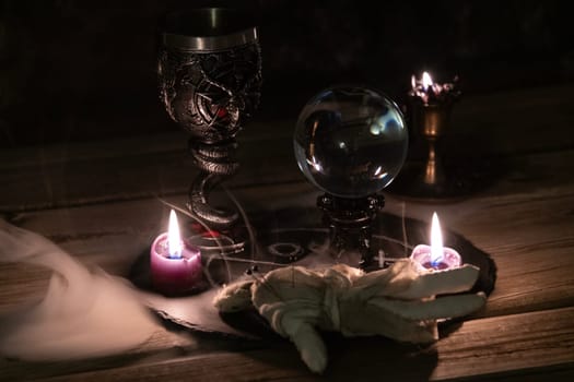 Enigmatic Occult Ritual with Chalice and Crystal Ball