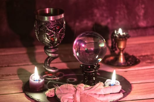 Enigmatic Occult Ritual with Chalice and Crystal Ball