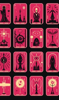 New icons collection: Amusement park icons set. Red and white design. Vector illustration
