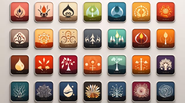 New icons collection: Set of vector design elements and icons for indian festival of lights