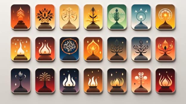 New icons collection: Set of fire icons in flat design. Vector illustration for your design