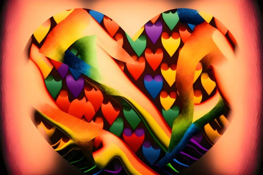 A beautiful and vibrant rainbow heart filled with intricate geometric figures, representing unity and diversity in a creative and artistic way.