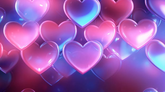 Colorful glowing hearts.Valentine's Day banner with space for your own content. White background color. Blank field for the inscription. Heart as a symbol of affection and love.