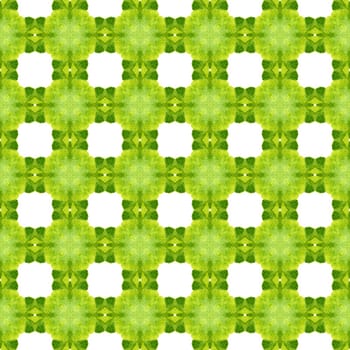 Mosaic seamless pattern. Green exotic boho chic summer design. Hand drawn green mosaic seamless border. Textile ready ideal print, swimwear fabric, wallpaper, wrapping.