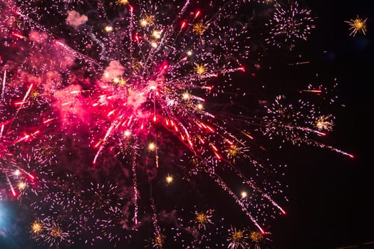 Shot of the fireworks in the night sky