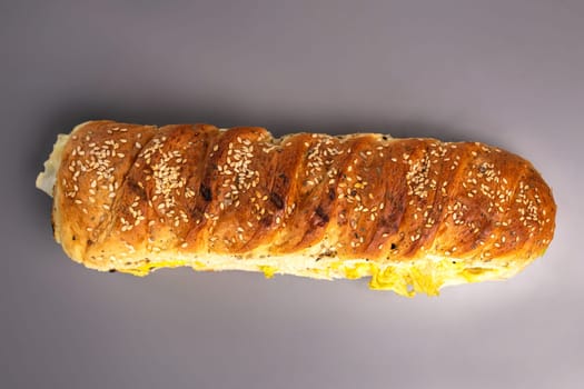 sandwich in a loaf with sesame view from top.