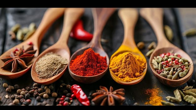 Assortment of spices and dry herbs. selective focus. food Generative AI,