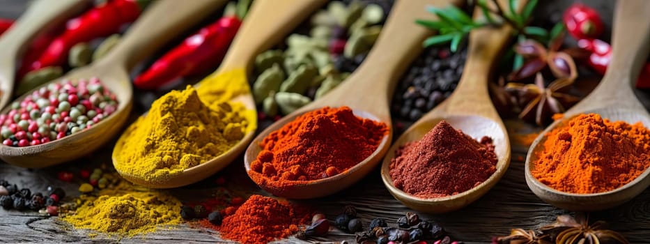 Assortment of spices and dry herbs. selective focus. food Generative AI,