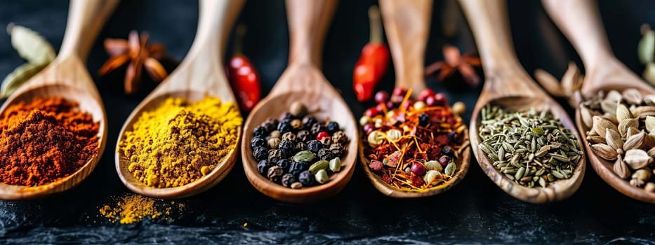 Assortment of spices and dry herbs. selective focus. food Generative AI,