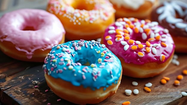 Appetizing sweet donuts are beautiful. Food Generative AI,