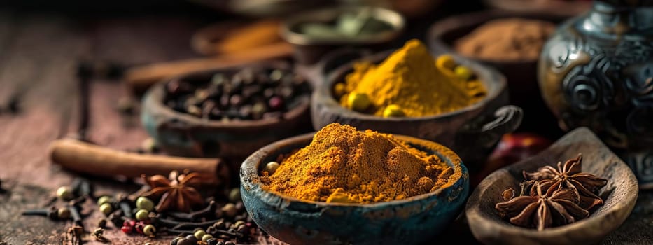 spices of Indian cuisine. Selective focus. nature.