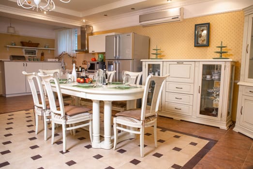 Light kitchen design. a cozy area for eating.