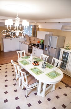 Dining area in the kitchen view from above.