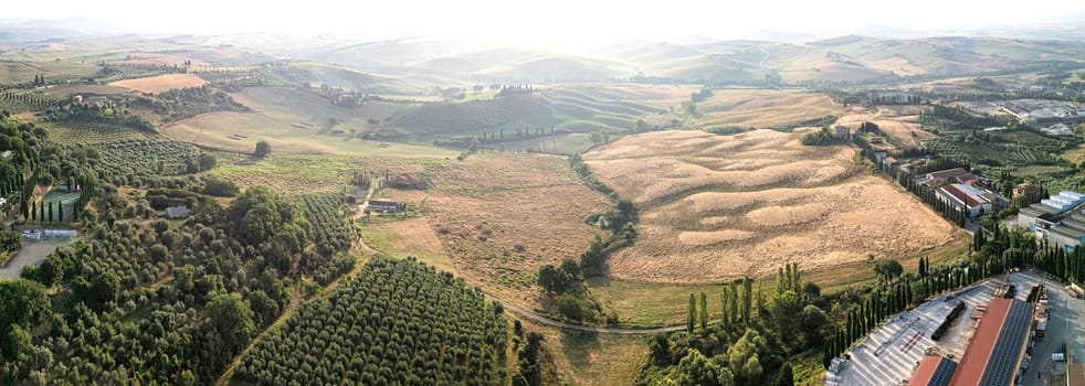Tuscan landscape on a road of cypress trees near San Quirico d Orcia, Italy