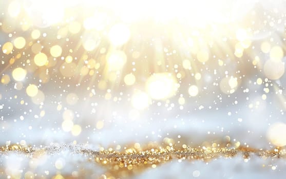 A mesmerizing background of golden sparkles and bokeh effect, creating a festive and enchanting atmosphere that evokes a sense of celebration and magic