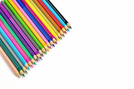 Colored pencils for drawing various colors for children. Children's creativity concept.