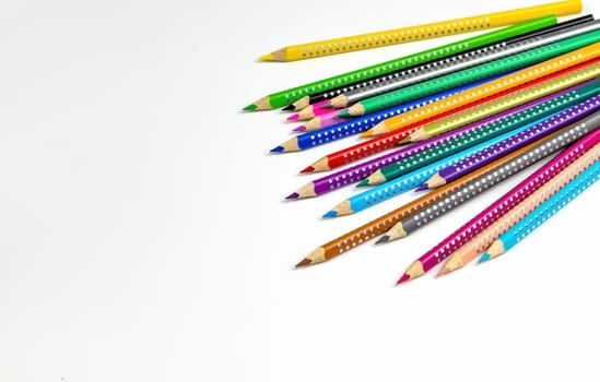 Colored pencils for drawing various colors for children. Children's creativity concept.