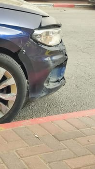 18 April 2024 Beersheva Israel broken car bumper, vehicle accident repair. High quality photo