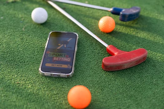 mini golf sports betting on a smartphone. High quality photo