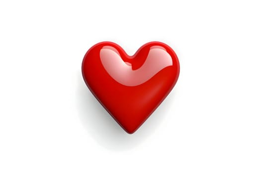 Red 3D heart on a white background, symbolizing love and passion.