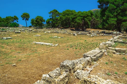 Epidaurus, Greece ancient ruins at the Archaeological area of the Asclepieion.