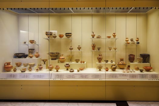 Mycenae, Greece exhibits on display inside the Archaeological Museum.