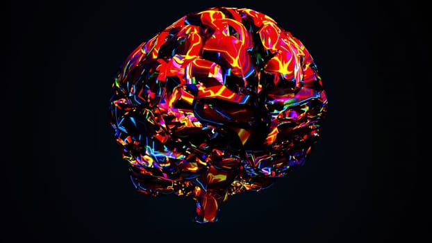 Glossy neon brain. Computer generated 3d render