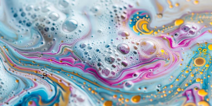 Colorful bubbles of a chemicals and detergents after cleaning