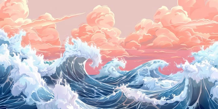 Illustration of a stormy sea waves