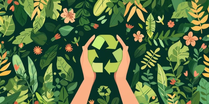 Illustration of recycling and practices and sustainable lifestyle choices
