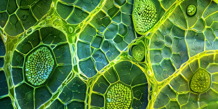 Cellular structure of plants, capturing the microscopic details of stomata on leaf