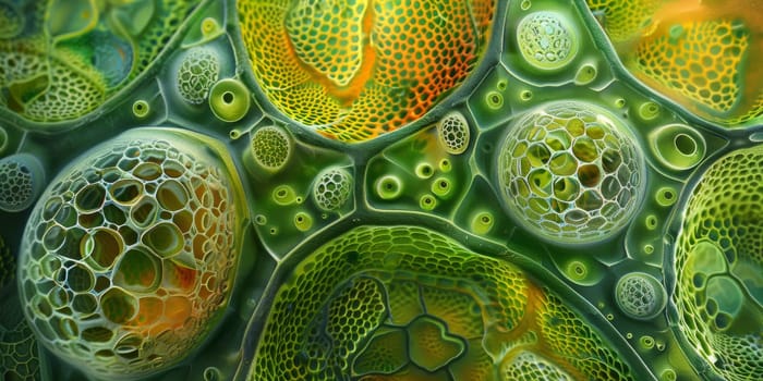 Microscopic details of stomata on leaf or the intricate patterns of pollen grain