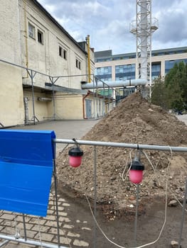 road works with fencing in summer