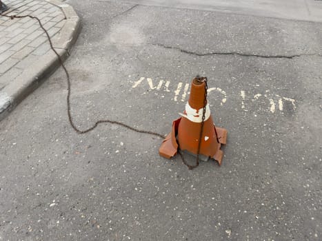 road works with fencing in summer