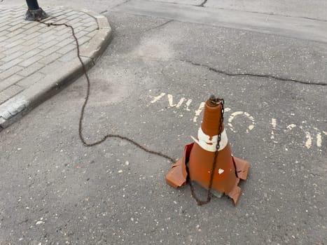 road works with fencing in summer