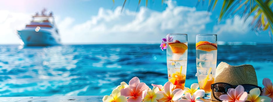 Beautiful exotic cocktails on the beach. Selective focus. drinks.