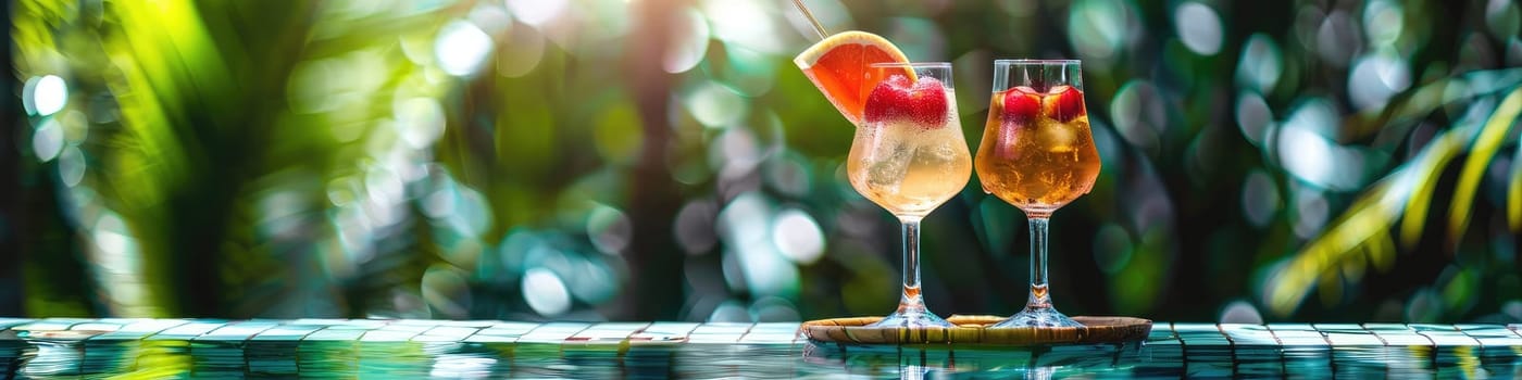 Beautiful exotic cocktails on the beach. Selective focus. drinks.