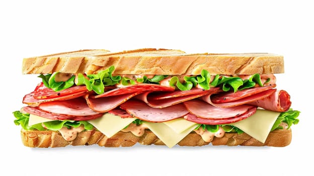 Perfect baguette sandwich, fast food chain menu commercial design