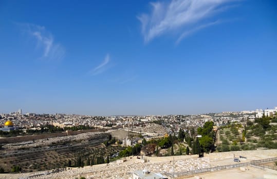 Panoramic view of the old city of Jerusalem. High quality photo