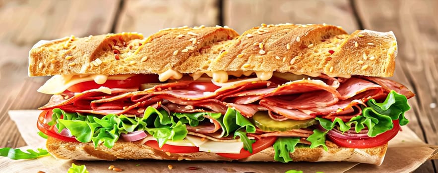 Perfect baguette sandwich, fast food chain menu commercial design