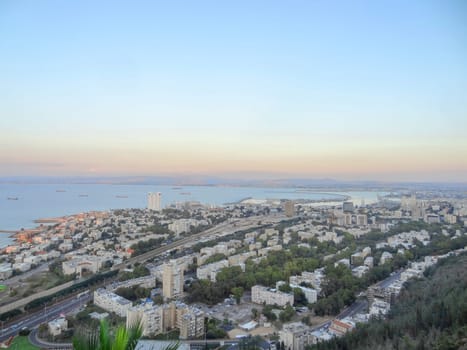 Panoramic aerial view of the city of Haifa, Israel. High quality photo