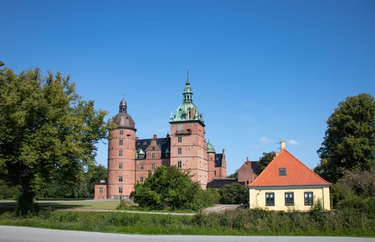 Castle of Vallo, Denmark on a sunny summer day. Royal Denmark.