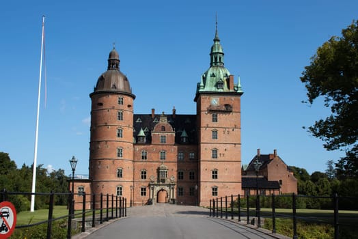 Castle of Vallo, Denmark on a sunny summer day. Royal Denmark.