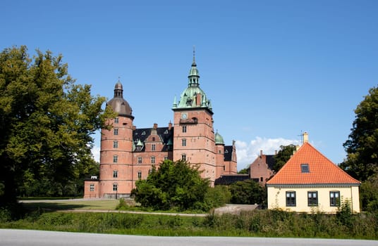 Castle of Vallo, Denmark on a sunny summer day. Royal Denmark.